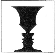  Schwarze Vase auf Wei�em Grund neben  der Vase sind auch Gesichter zu erkennen